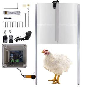 TRMLBE Hühnerklappe Automatische Hühnertür 30 x 30 cm Türöffner für Hühnerstall mit Infrarot-Sensor & Zeitschaltuhr Hühnerstall-Tür für Hühnerhaltung, Fernbedienung Moglich, inklusive Schieber - Typ B