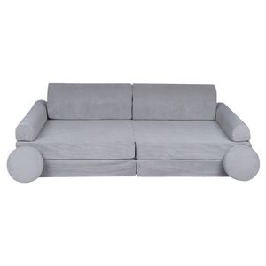 MeowBaby® Slimcord Kindersofa Couch Kinderpolstermöbel Stoffsofa, Kordsamt, Grau