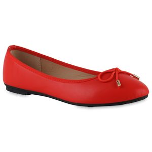 VAN HILL Damen Klassische Ballerinas Schleifen Slippers Kunstleder Schuhe 838467, Farbe: Rot, Größe: 41