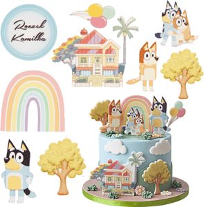 Sweetfanaberia | Zestaw do dekoracji ciast BLUEY - 8 elementów - jadalne figurki - w tym napis GRATIS