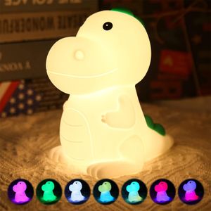 Nachtlicht Kinder, Stilllicht Dimmbar Nachtlampe, Dinosaurier Nachtlicht Baby, Aufladbar LED Touch Licht, 7 Farben LED Nachtlicht