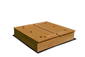 Rijoka Sandkasten Sandkiste aus Holz – 2 Sitzbänken – Inkl. Bodenplane – Klappdecksel – 98x98x22cm