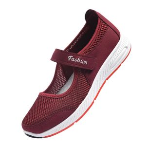 Damen Magic Tape Runde Zehe Casual Schuh Jogging Light Slip On Walking Schuhe,Farbe: Rot,Größe:39.5