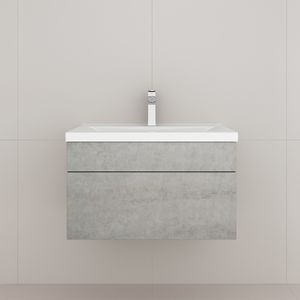 HOME DELUXE - Badmöbel WANGEROOGE S Grau (HB) Badezimmermöbel Waschbecken Unterschrank Spiegel
