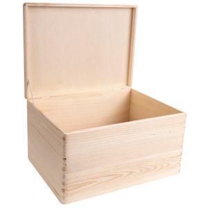 Creative Deco Béžová drevená škatuľa s vekom | 40 x 30 x 24 cm (+/- 1 cm) | Pamäťová schránka Detská veľká škatuľa Drevená škatuľa s vekom a držadlami | Ideálna na dokumenty Cennosti Hračky a nástroje
