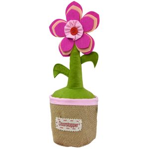 WAGNER Türstopper PINK FLOWER - Ø 14 x 38 cm, Handmade Qualität im Topfpflanzen Design, Textilien & Sand, 1500 g - 15519701
