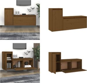 vidaXL TV Schränke 2 Stk. Honigbraun Massivholz Kiefer - TV-Schrank - TV-Schränke - TV-Schrank Holz - Hängeschrank
