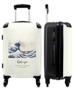 NoBoringSuitcases.com® Großer Koffer - Kunst - Hokusai - Golf - Meer - Vintage - Kombinationsschloss TSA - Hartschalen Trolley 4 Rollen - 60 liter - Reisekoffer - 66 cm