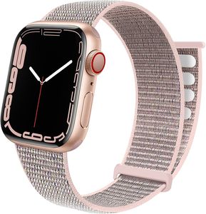 Strap-it Apple Watch 8 Nylon Loop Armband (Rosa) - Große: 45mm