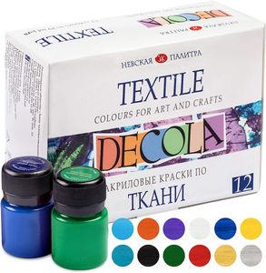 Decola Acryl-textilfarbe Set | 12x20 Ml Waschmaschinenfeste Stofffarben | Hergestellt von Nevskaya Palitra