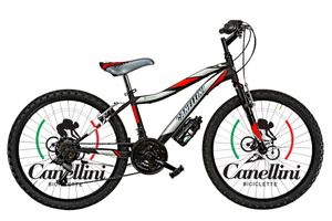 Detský bicykel Horský Canellini VORTEX 24" - 18 rýchlostí - Čierna/Červená