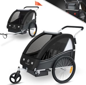 KESSER® Kinderanhänger Fahrradanhänger Sport-RX 2 in 1 Joggerfunktion Kinderfahrradanhänger + 5-Punkt Sicherheitsgurt 360°-Vorderrad Jogger Buggy Fahrrad Anhänger für 1 bis 2 Kinder max. 40kg