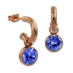 Amello Ohrringe Edelstahl Ohrhänger blau glitzernde Zirkonias rosegold D2ESOS51B