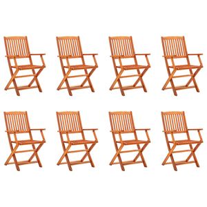 HOMMIE© Outdoor-Stuhl ,Klappbare 8er Set Gartenstühle Massivholz Eukalyptus Relaxsessel Armlehnstuhl & schlichten Design