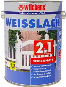 2in1 Weisslack seidenmatt Grundierung Lack 2,5L Holzlack Metalllack Lackierung