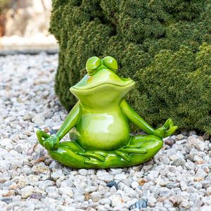 XL Deko Frosch Yoga, Dekofigur Frosch meditierend, Froschfigur H 25cm
