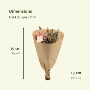Bukiet z suszonych kwiatów w kolorze różowym - Ø15 cm, wysokość 35 cm - Trwała dekoracja do domu