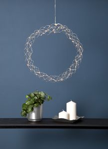 LED Lichterkranz Curly von Star Trading, Fensterlicht Weihnachten warmweiß aus Draht und Kunststoff in Chrom, Transparent, mit Kabel, Ø: 45 cm