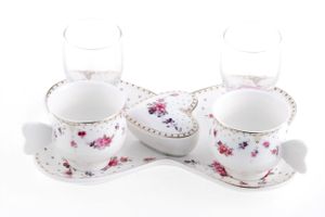 Elite Mokkatassen Set Heart Blume 6 Teilig