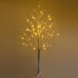 COSTWAY 120cm LED Lichterbaum, Birkenbaum mit warmweißen LED-Leuchten, künstlicher Weihnachtsbaum, Tannenbaum, Christbaum, Kunstbaum, Dekobaum