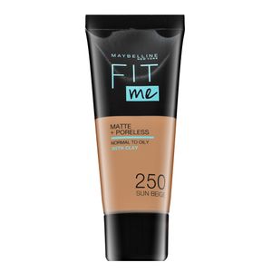 Maybelline Fit Me! Foundation Matte + Poreless 250 Sun Beige Flüssiges Make Up mit mattierender Wirkung 30 ml
