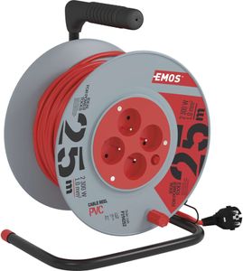 Emos Verlängerungskabel auf der Trommel 25 m / 4 Stecker / red / PVC / 230 V / 1 mm2