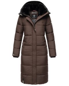 Marikoo Damen Winterjacke Parka Stepp Mantel Kunstfell gefüttert Kapuze RELIZIAA Dark Choco Gr. 36 - S