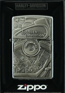 Zippo Benzin-Feuerzeug chrom Trick Motor Harley- Davidson, unbefüllt