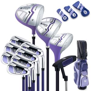 COSTWAY komplettes Damen Golfschläger Set, Golfschlägerset Rechtshänder 11 teilige Golfschlägersätze rechtshändig mit Regenhaube Lila