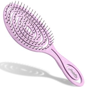 Ninabella Bio Haarbürste ohne Ziepen für Damen, Herren & Kinder - Entwirrbürste auch für Locken & Lange Haare - Einzigartige Profi Detangler-Bürste mit Spiralfeder Pink