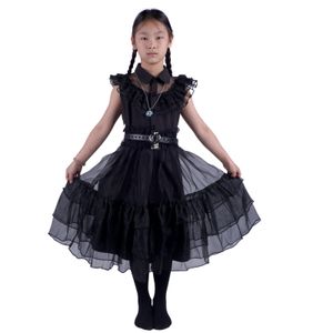 Wednesday Addams Ballkleid vom Rabentanz für Mädchen | Wednesday Kinder Kostüm | Inkl. Halskette | Größe: 152
