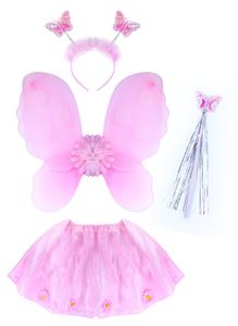 Rappa 792159 Karneval Fasching Kostüm Verkleidung Schmetterlingselfe für Kinder von 3 - 10 Jahren - rosa