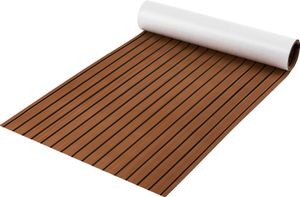 COSTWAY Bodenbelag für Boote Selbstklebend, 240x90cm, Teak Eva Schaum Deckbeschläge, Rutschfester Teppich Matte, Bodenmatte für Yacht Schiffsdecks Kajak, Decking Sheet für Schwimmbad