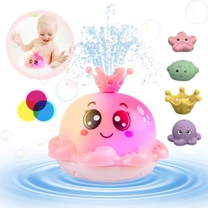 Badewannenspielzeug Baby badespielzeug,Rosa Oktopus Badewanne Spielzeug Automatisches Sensor Wassersprühspielzeug mit Licht Vier Wasserspritzmuster