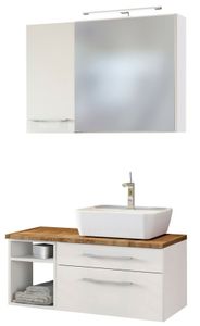 Held Möbel Waschtisch-Set Davos 90 cm -F- (rechts) weiß/matt weiß