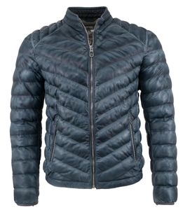 Milestone - Herren Echtleder Lederjacke Steppjacke Lammnappa jeans blau