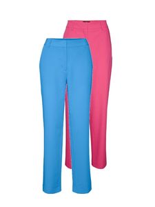 VERO MODA Damen Straight Anzugs-Hose VmZelda Stoff-Hose Marlenehose High-Waist, Farbe:Pink, Jeans/Hosen Neu:40W / 32L