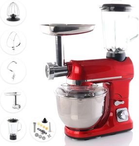 BEM Küchenmaschine 5L in rot, 1800W, Küchenhelfer, Rührmaschine, Teig kneten, Mixen, Fleischwolf