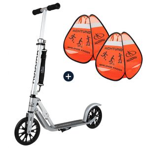 HUDORA BigWheel® Crossover 205, Scooter mit Safety Pop Up Set (Bundle)