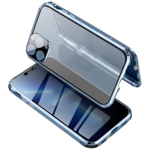 Pre Apple iPhone 13 Pro Obojstranný 360-stupňový magnet / sklo Privacy Mirror Case kryt mobilného telefónu Bumper Blue