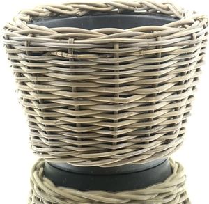 VAN DER LEEDEN DRYPOT® Rattan Pflanzkübel Grau Ø 32 cm - Sylter Körbe