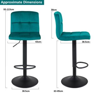 Barová stolička Set of 2 Bar Chair Fabric Velvet Fabric Petrol DH0855