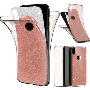 360° Tpu Silikon Schutzhülle für Huawei P40 Pro Glitzer Handy Hülle komplett Schutz Glitter Case Cover Rosa