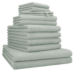 Betz 12 tlg. Handtuch Set BERLIN 100% Baumwolle  Liegetücher,  Handtücher,  Gästetücher,  Seiftücher und  Waschhandschuhe Farbe - jade - BERLIN