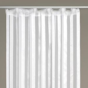 Gardine mit Kräuselband (Streifen, halbtransparent), Größe: 140x175cm, Farbe: Weiß