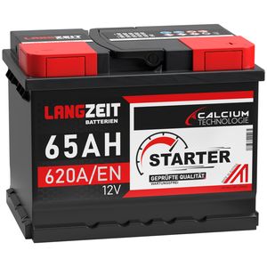 LANGZEIT Autobatterie 65Ah 12V 620AEN Starterbatterie +30% mehr Leistung ersetzt Batterie 55Ah 56Ah 60Ah 61Ah 62Ah 63Ah 64Ah