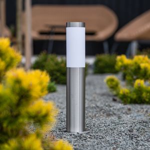 LUMILED Stojacia lampa Vonkajšie svietidlo 45cm Bollard Light IP44 Nerezová oceľ E27 Záhradné svetlo Strieborná stojaca lampa Svetlo na cestu Vonkajšia lampa Stojaca lampa Vonkajšie stojace svetlo