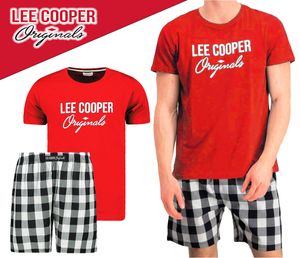Pánske pyžamo LEE COOPER 100% bavlna s krátkym rukávom a šortkami - 38179 - červené - L