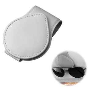 Brillenhalter für Auto, Sonnenbrillenhalter aus Kunstleder, Auto Sonnenblende Ticketkarten Clip Brillenhalter (Grau)
