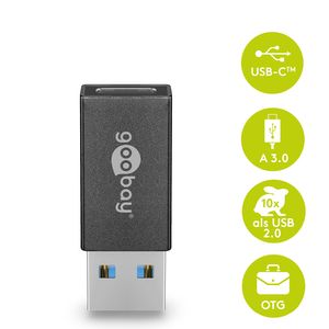Goobay USB  3.0 Superspeed Adapter auf USB-C  - Plug and Play, OTG, abwärtskompatibel -  macht aus USB einen USB-C Anschluss